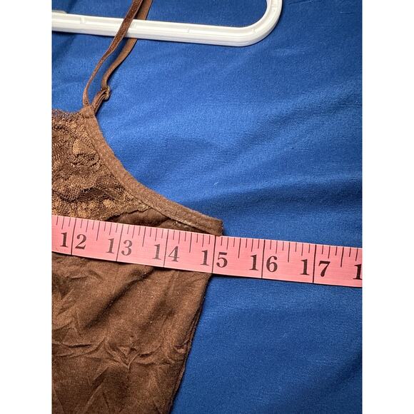 Maurices brown lace trim babydoll crinkle y2k cami womens small fairy grunge - Picture 7 of 8
